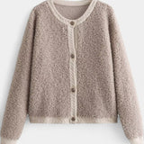 Cardigan Texturé Court en Peluche Chenda