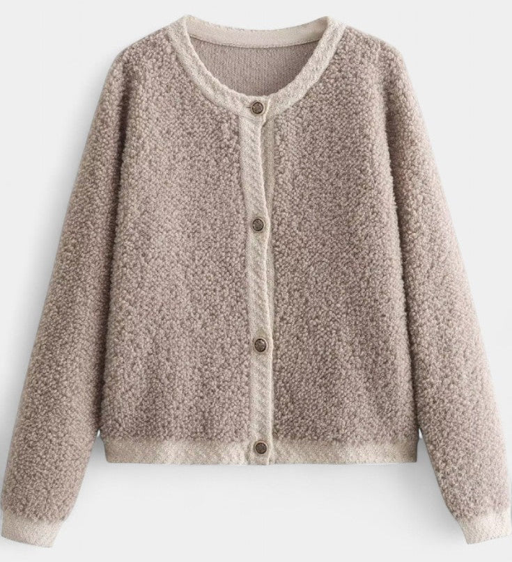 Cardigan Texturé Court en Peluche Chenda