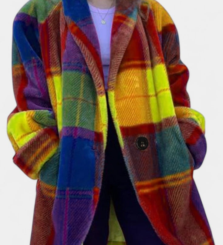 Manteau d'hiver à carreaux surdimensionné Glazel