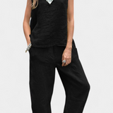 Ensemble Gilet Sans Manches et Pantalon en Lin Coton Leona