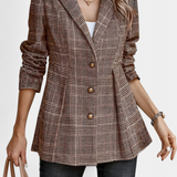 Veste Peplum en Calicot avec Revers Notch