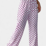Pantalons Hilaria à Jambe Large avec Imprimé Carreaux