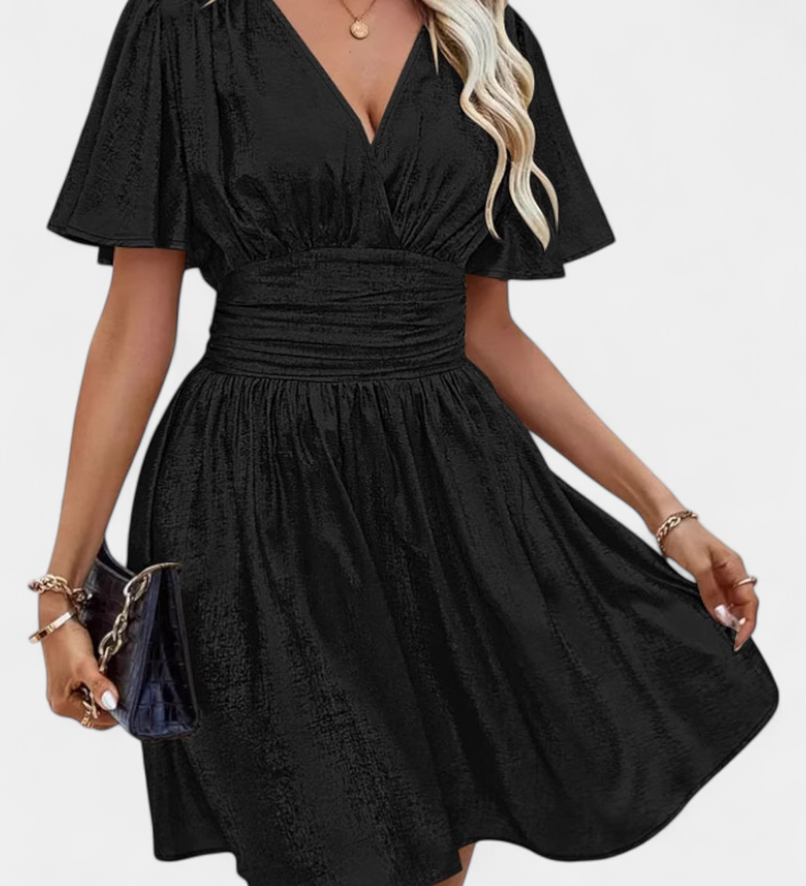 Robe Adalee pour Femmes avec Décolleté en V et Taille Croisée