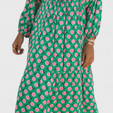 Robe Aroa Boho avec Imprimé Artistique et Silhouette Fluide
