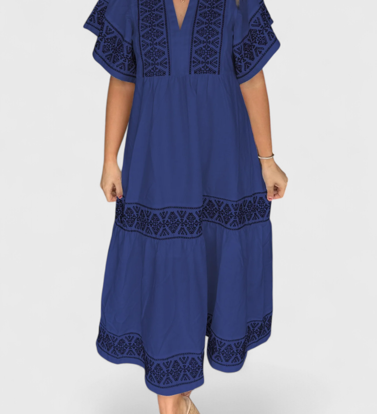 Robe Maxi Boho Allona avec Décolleté en V et Coupe Relaxée
