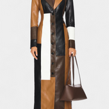 Manteau Trench en Cuir Norelle Patchwork