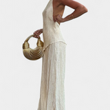 Ensemble Top Asymétrique Plissé Élégant Pilarica et Pantalon Fluide