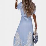 Robe Chemise Nerea Brodée avec Ceinture et Manches Bouffantes