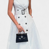 Robe Midi Rayée Diana avec Taille Nouée