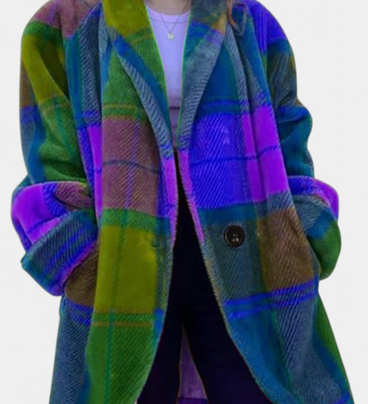 Manteau d'hiver à carreaux surdimensionné Glazel