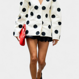 Blazer Clara à Col V avec Points Poudrés