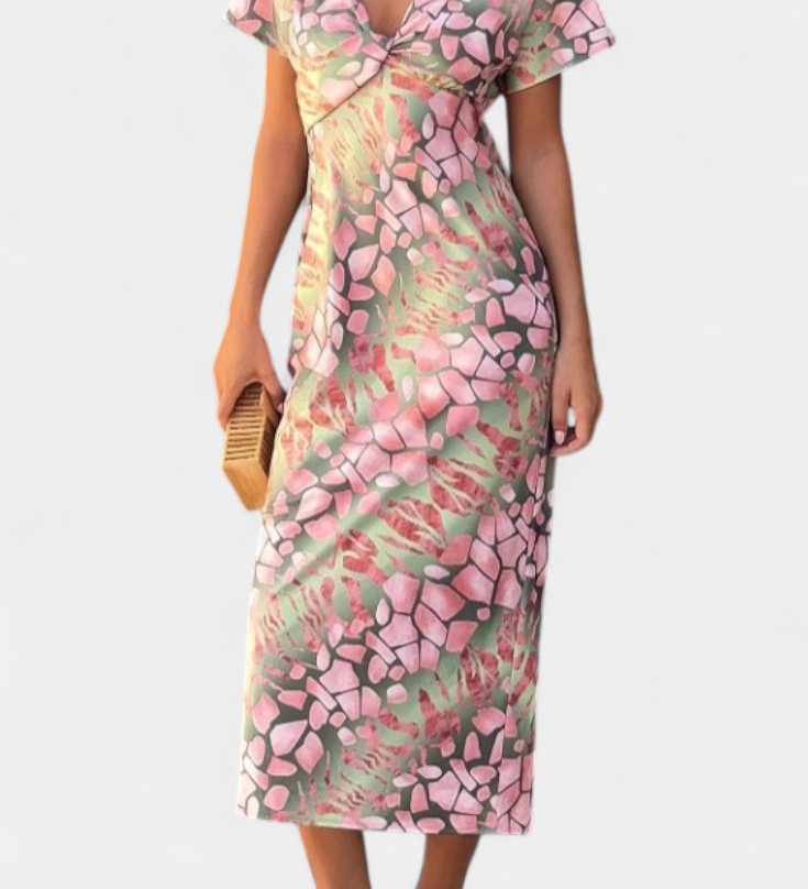 Robe Triana avec Imprimé Abstrait et Décolleté en V