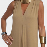 Robe Maxi Sans Manches Felisa en Couleur Unie et Silhouette Élégante