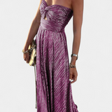 Robe Longue Sans Manches Onelia en Tissu Métallique