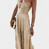 Robe Longue Sans Manches Onelia en Tissu Métallique
