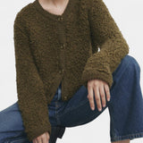 Cardigan Texturé Court en Peluche Chenda