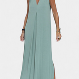 Robe Maxi Sans Manches Felisa en Couleur Unie et Silhouette Élégante