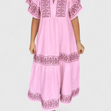 Robe Maxi Boho Allona avec Décolleté en V et Coupe Relaxée
