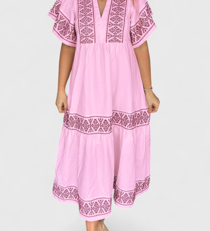 Robe Maxi Boho Allona avec Décolleté en V et Coupe Relaxée