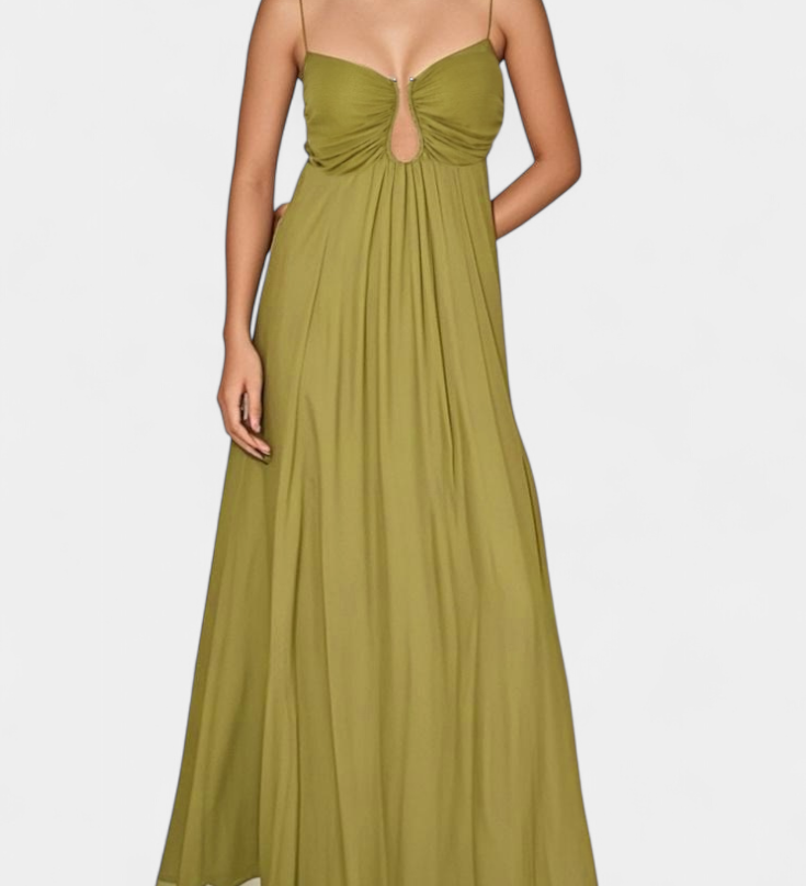 Robe Maxi Elettra avec Bretelles Fines et Coupe Fluide
