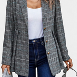 Veste Peplum en Calicot avec Revers Notch