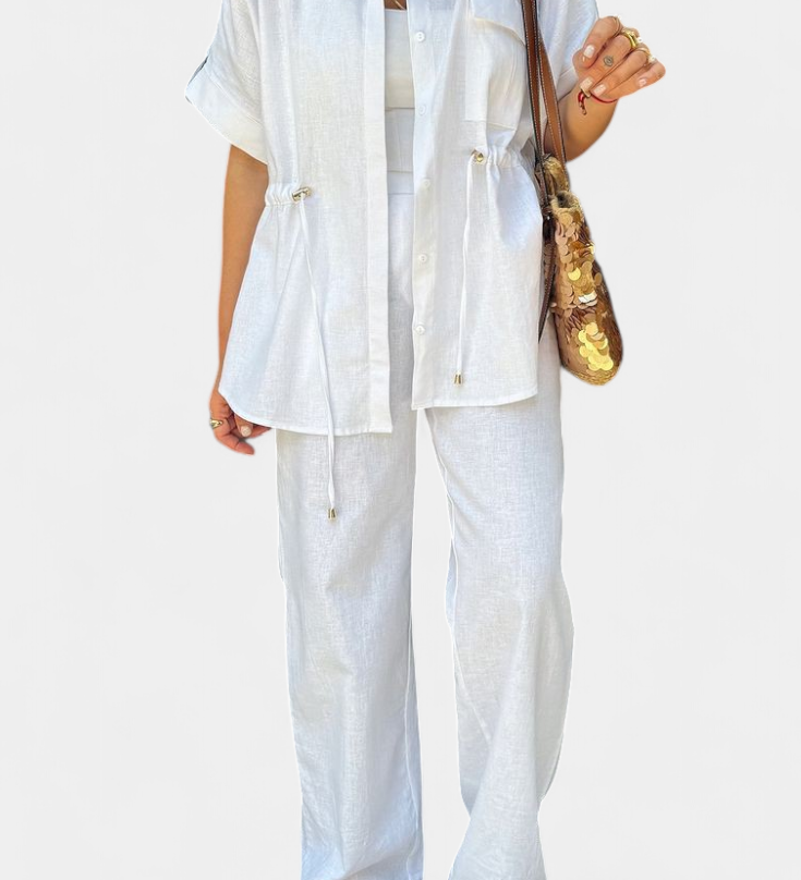 Ensemble Chemise et Pantalon Lani en Coton et Lin Détendu