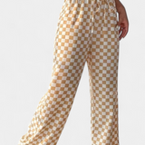 Pantalons Hilaria à Jambe Large avec Imprimé Carreaux