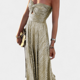 Robe Longue Sans Manches Onelia en Tissu Métallique