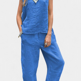 Ensemble Gilet Sans Manches et Pantalon en Lin Coton Leona