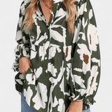 Blouse Filomena avec patte de boutonnage mi-longue et manches bouffantes en imprimé floral abstrait