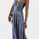 Robe Longue Sans Manches Onelia en Tissu Métallique