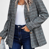 Veste Peplum en Calicot avec Revers Notch