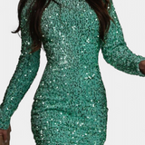Robe de Soirée Longue Adèle avec Dos Nu et Éclat d'Hiver