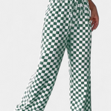 Pantalons Hilaria à Jambe Large avec Imprimé Carreaux