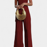 Ensemble Top Asymétrique Plissé Élégant Pilarica et Pantalon Fluide