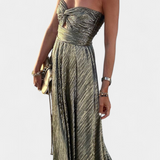 Robe Longue Sans Manches Onelia en Tissu Métallique