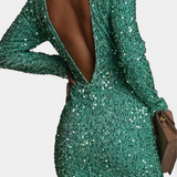 Robe de Soirée Longue Adèle avec Dos Nu et Éclat d'Hiver