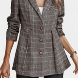 Veste Peplum en Calicot avec Revers Notch