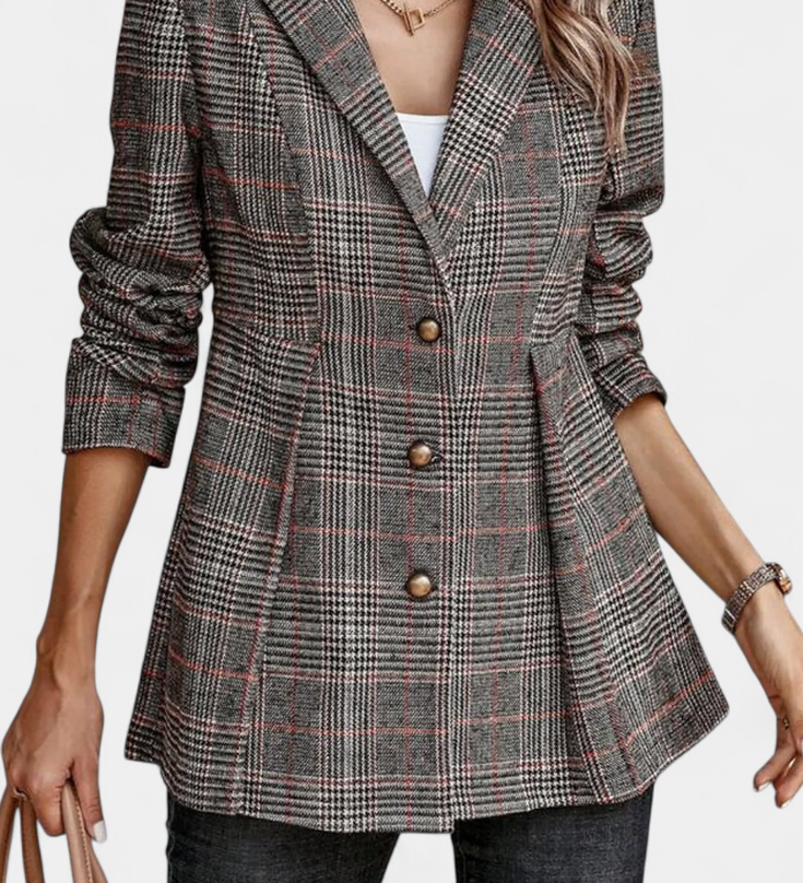Veste Peplum en Calicot avec Revers Notch