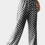 Pantalons Hilaria à Jambe Large avec Imprimé Carreaux