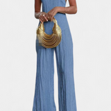 Ensemble Top Asymétrique Plissé Élégant Pilarica et Pantalon Fluide