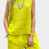 Ensemble Gilet Sans Manches et Pantalon en Lin Coton Leona