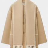 Manteau Pauline à coupe ample avec écharpe frangée intégrée