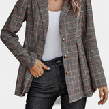 Veste Peplum en Calicot avec Revers Notch