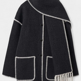 Manteau Pauline à coupe ample avec écharpe frangée intégrée