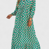 Robe Aroa Boho avec Imprimé Artistique et Silhouette Fluide