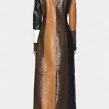 Manteau Trench en Cuir Norelle Patchwork