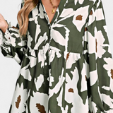 Blouse Filomena avec patte de boutonnage mi-longue et manches bouffantes en imprimé floral abstrait