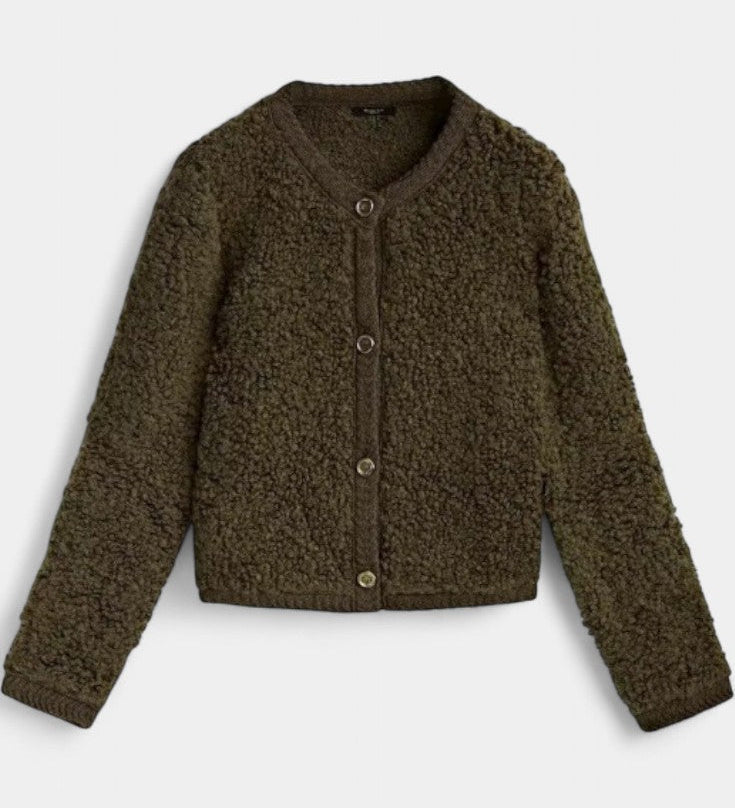 Cardigan Texturé Court en Peluche Chenda