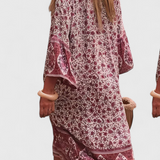Robe Longue Chinara Boho avec Broderie Ethnique et Silhouette Décontractée